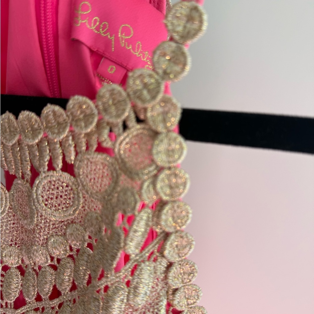 Lilly Pulitzer Pink Dress with Gold Crochet Detail - Picture 7 of 7